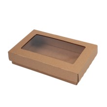 Подарочная коробочка из микрогофрокартона с PE окошком и крышкой 200x130x40mm.